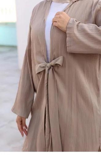 Tie Detail Kimono Suit Mink 1225 618