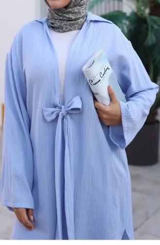 Bağlama Detaylı Kimono Takım Pastel Mavisi 1225