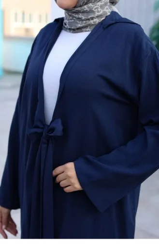 Tie Detailed Kimono Suit Navy Blue 1225 620