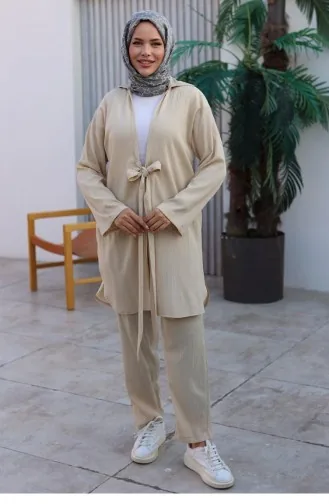 Krawatten-Kimono-Set Beige 1225 624