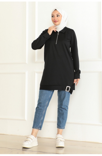 Tunique Sport Demi Fermeture 1096-02 Noir 1096-02