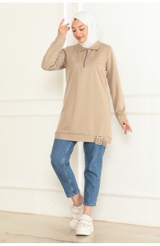Half Zipper Sports Tunic 1096-03 Beige 1096-03
