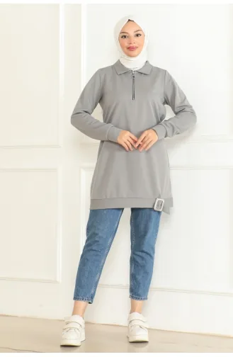 Half Zipper Sports Tunic 1096-05 Gray 1096-05
