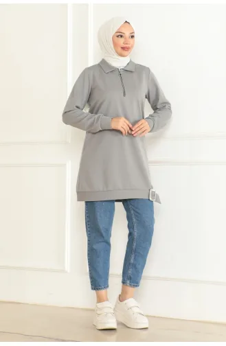 Half Zipper Sports Tunic 1096-05 Gray 1096-05