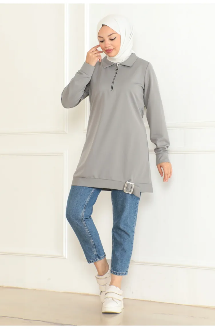 Half Zipper Sports Tunic 1096-05 Gray 1096-05