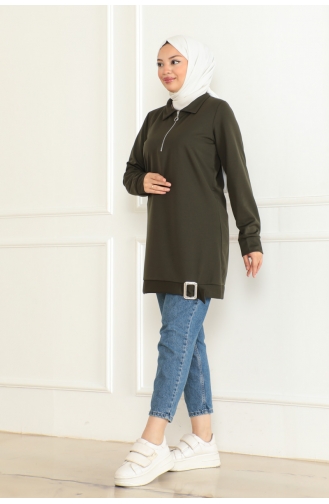 Half Zipper Sports Tunic 1096-06 Khaki 1096-06