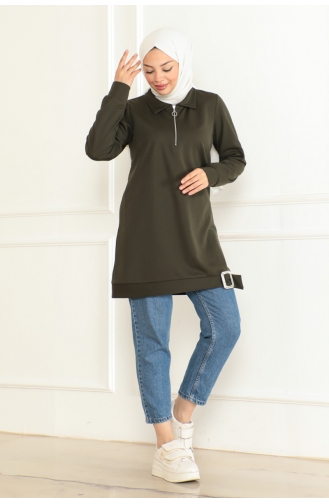 Half Zipper Sports Tunic 1096-06 Khaki 1096-06