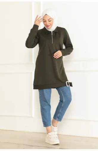 Half Zipper Sports Tunic 1096-06 Khaki 1096-06