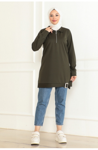 Half Zipper Sports Tunic 1096-06 Khaki 1096-06