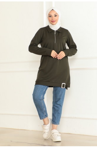 Half Zipper Sports Tunic 1096-06 Khaki 1096-06