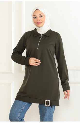 Half Zipper Sports Tunic 1096-06 Khaki 1096-06
