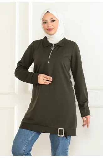 Half Zipper Sports Tunic 1096-06 Khaki 1096-06