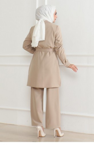 Button Detailed Suit Beige 19223 15326