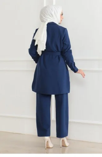 Button Detail Suit Indigo 19223 15328