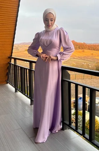 Front Tie Kobe Satin Evening Dress 5513-05 Lilac 5513-05