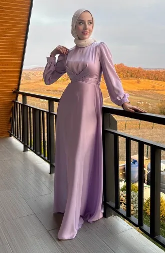 Front Tie Kobe Satin Evening Dress 5513-05 Lilac 5513-05