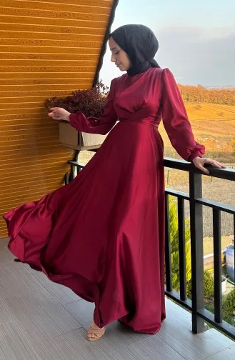 Robe De Soirée Satin Kobe Nouée Sur Le Devant 5513-10 Rouge 5513-10