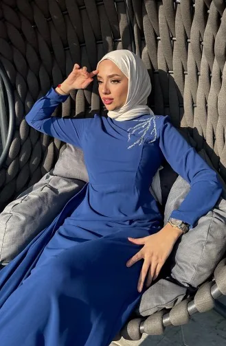 فستان سهرة بتصميم حجر 5515-01 انديجو 5515-01
