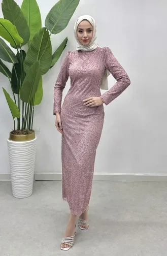 Glitter Tulle Evening Dress 5517-02 Powder 5517-02