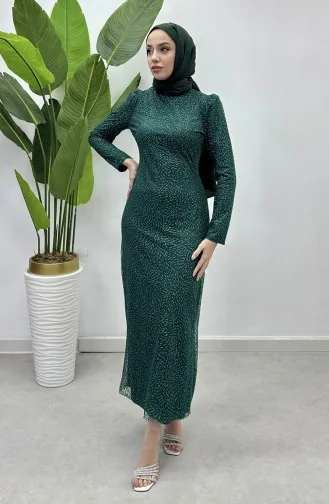 Robe De Soirée Tulle Argenté 5517-03 Vert Emeraude 5517-03
