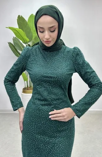 Robe De Soirée Tulle Argenté 5517-03 Vert Emeraude 5517-03