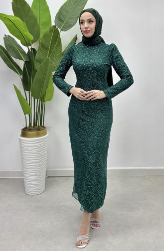 Silbriges Tüll-Abendkleid 5517-03 Smaragdgrün 5517-03