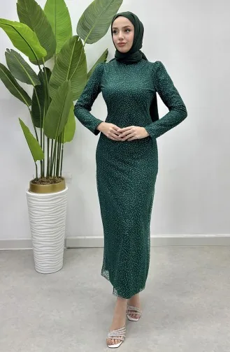 Robe De Soirée Tulle Argenté 5517-03 Vert Emeraude 5517-03