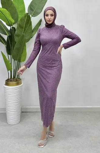 Zilverachtige Tule Avondjurk 5517-05 Dusty Rose 5517-05