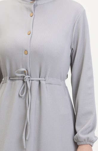 Robe Tissu Torsadé à Demi Boutons 0526-03 Gris 0526-03