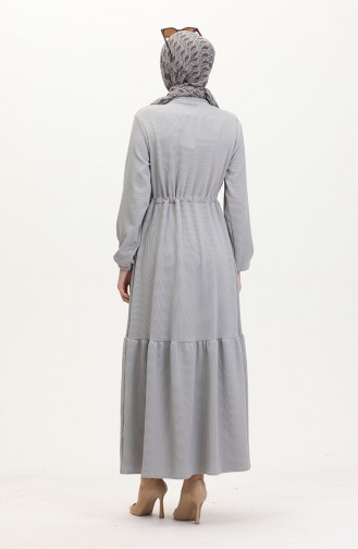 Robe Tissu Torsadé à Demi Boutons 0526-03 Gris 0526-03