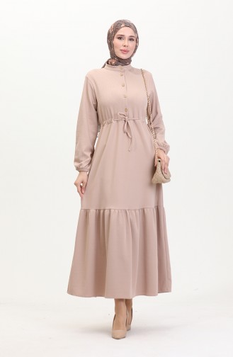 Robe à Demi Boutons Tissu Torsadé 0526-04 Vison 0526-04