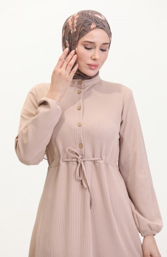 Robe à Demi Boutons Tissu Torsadé 0526-04 Vison 0526-04