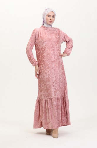 Samtkleid Mit Elastischen Ärmeln 0527-01 Puder 0527-01