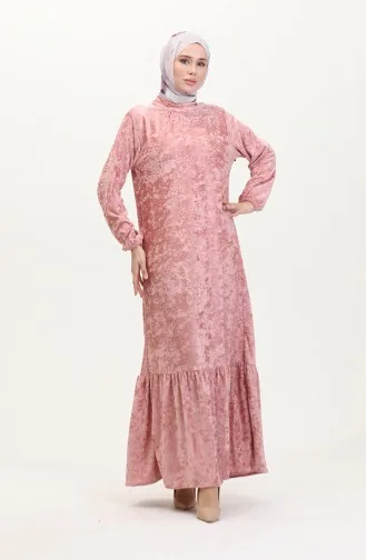 Samtkleid Mit Elastischen Ärmeln 0527-01 Puder 0527-01