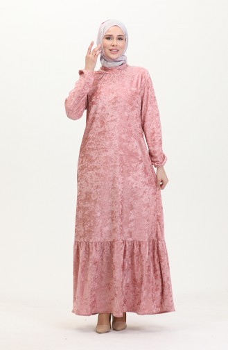 Samtkleid Mit Elastischen Ärmeln 0527-01 Puder 0527-01