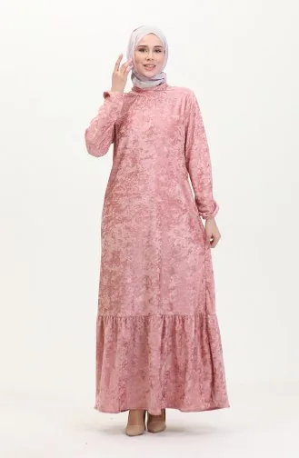 Samtkleid Mit Elastischen Ärmeln 0527-01 Puder 0527-01