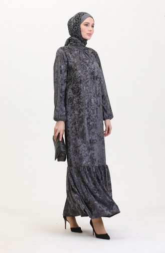 Samtkleid Mit Elastischen Ärmeln 0527-03 Anthrazit 0527-03