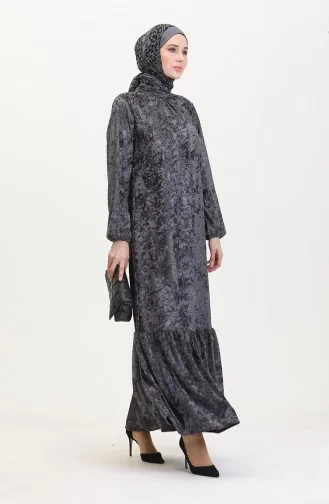 Samtkleid Mit Elastischen Ärmeln 0527-03 Anthrazit 0527-03