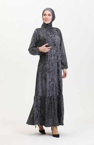 Samtkleid Mit Elastischen Ärmeln 0527-03 Anthrazit 0527-03