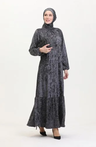 Samtkleid Mit Elastischen Ärmeln 0527-03 Anthrazit 0527-03