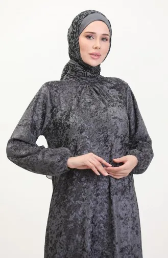 Samtkleid Mit Elastischen Ärmeln 0527-03 Anthrazit 0527-03