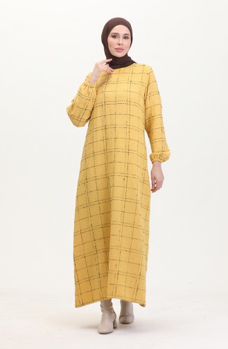 Tuvit Kareli Elbise 0531-04 Sarı
