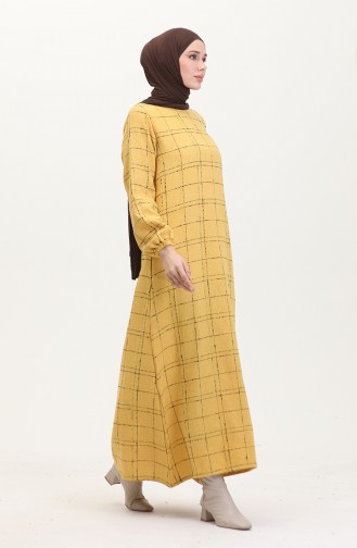 Tuvit Kareli Elbise 0531-04 Sarı