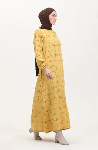 Tuvit Kareli Elbise 0531-04 Sarı