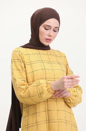Tuvit Kareli Elbise 0531-04 Sarı