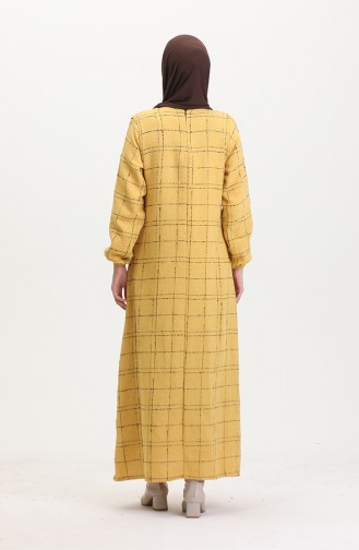 Tuvit Kareli Elbise 0531-04 Sarı