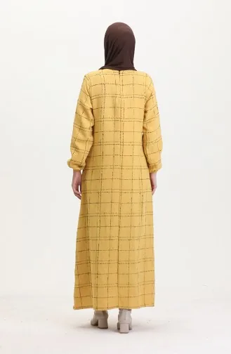 Tuvit Kareli Elbise 0531-04 Sarı
