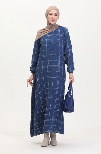 Tweed Plaid Dress 0531-06 Navy Blue 0531-06