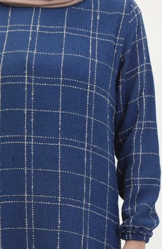 Tweed Plaid Dress 0531-06 Navy Blue 0531-06
