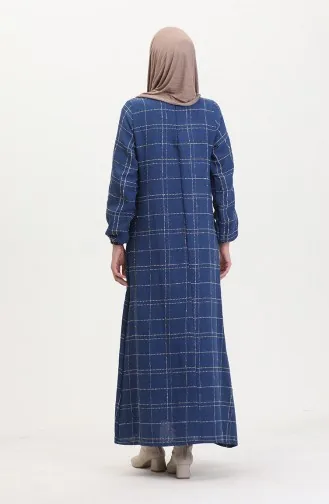 Tweed Plaid Dress 0531-06 Navy Blue 0531-06
